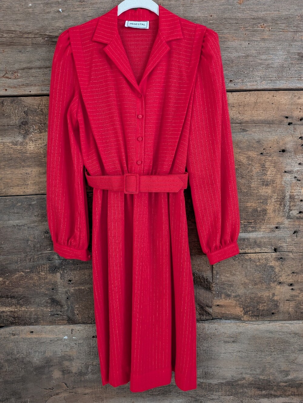 Vtg.Pedestal Women's Red & Blue Pin Stripe  Dress Secretary, Mrs Maisel 70's-80s